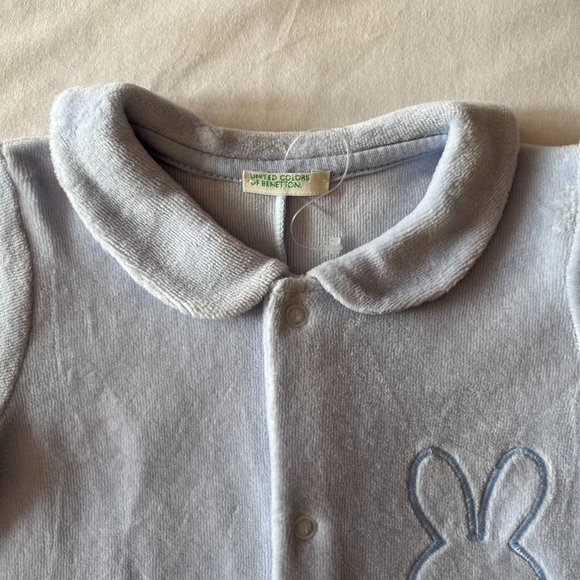 United Colors of Benetton Blue Bunny Sleepsuit 3-6 Months NWOT - Picture 5 of 10
